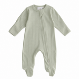 Organic Cotton Pointelle Sleepsuit - Sage Green