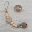 baby silicone dummy clip with beech wood pacifier holder