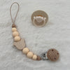baby silicone dummy clip with beech wood pacifier holder
