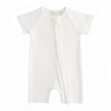 Organic Cotton Ribbed Zip Rompers
