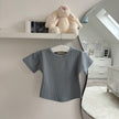 baby waffle outfit in organic cotton with top and shorts set