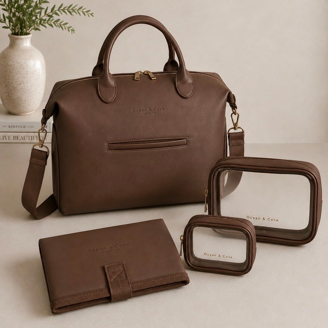 Smooth Vegan Leather Midi Baby Nappy Changing Bag
