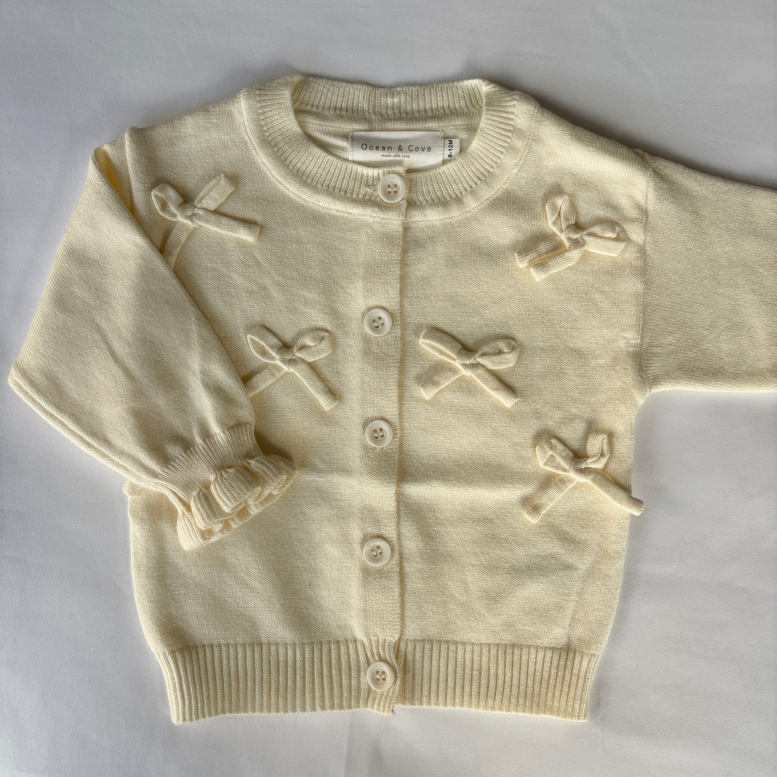 Frill Cuff Bow Cardigan