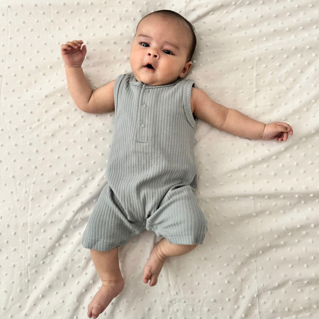 Organic Cotton Sleeveless Ribbed Rompers