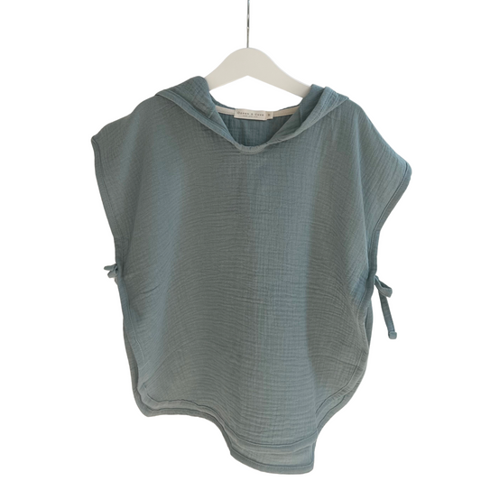 Lightweight Muslin Overhead Towel with Hood Teal 0-1 year