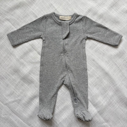 Organic Cotton Ribbed Zip Sleepsuits