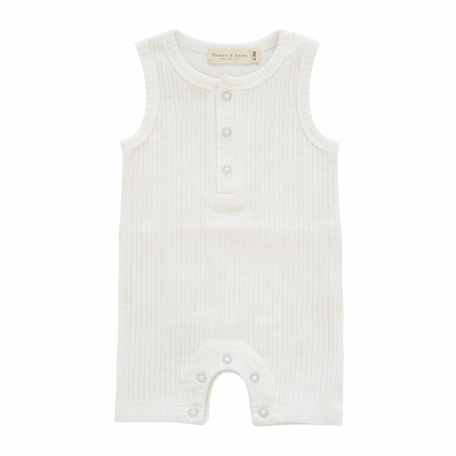 Organic Cotton Sleeveless Ribbed Rompers