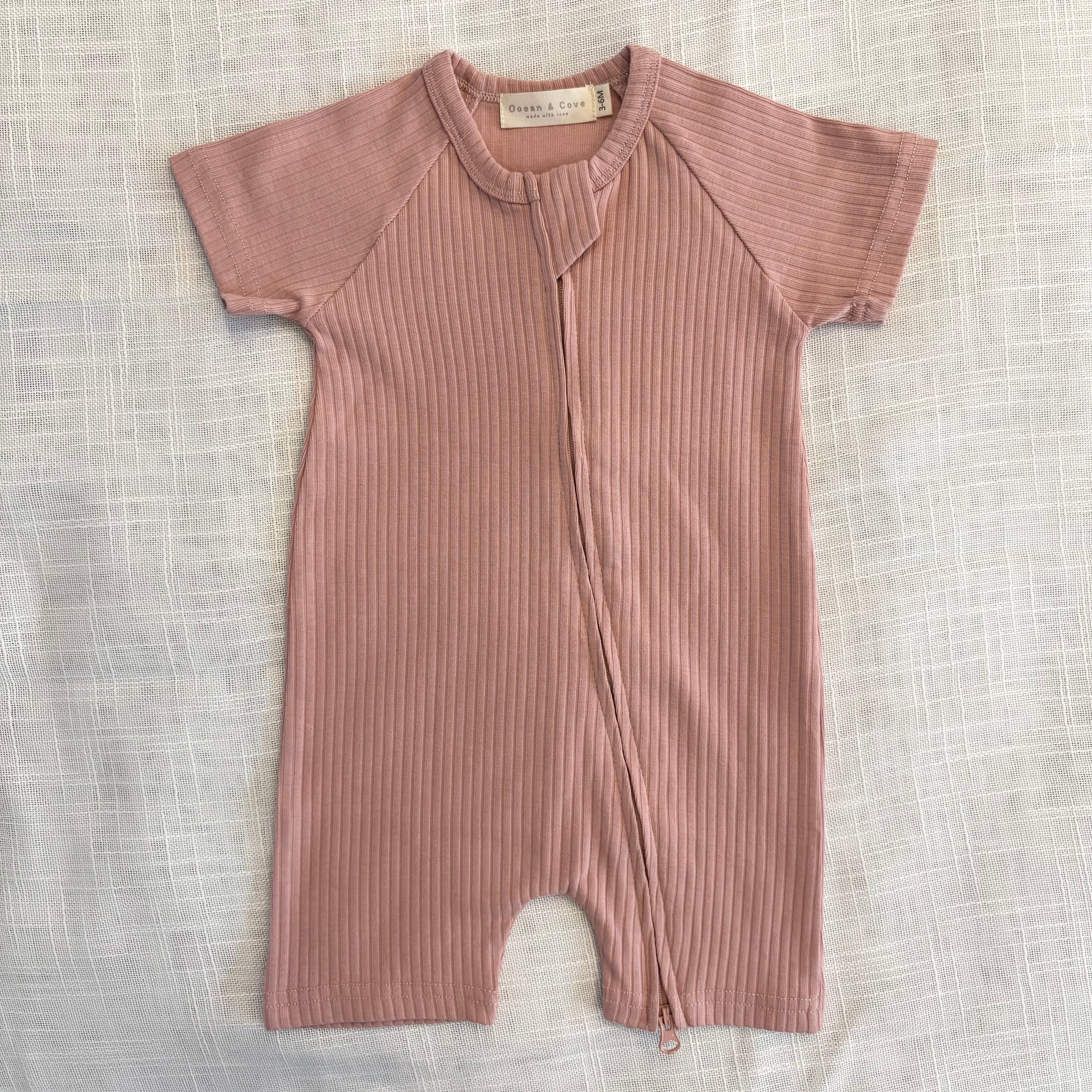Organic Cotton Ribbed Zip Rompers