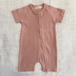 Organic Cotton Ribbed Zip Rompers