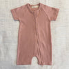 Organic Cotton Ribbed Zip Rompers