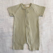 Organic Cotton Ribbed Zip Rompers
