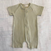 Organic Cotton Ribbed Zip Rompers