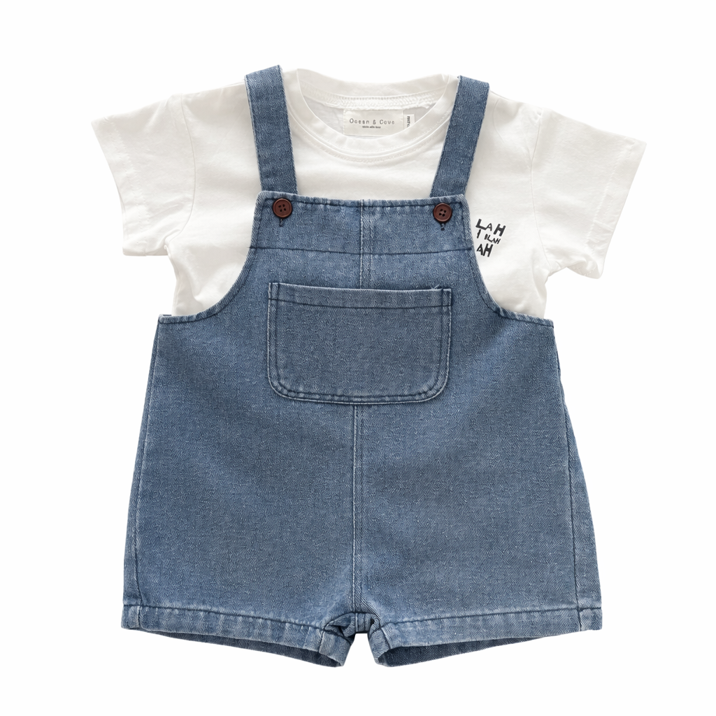 Dungarees Shorts & T Shirt Set