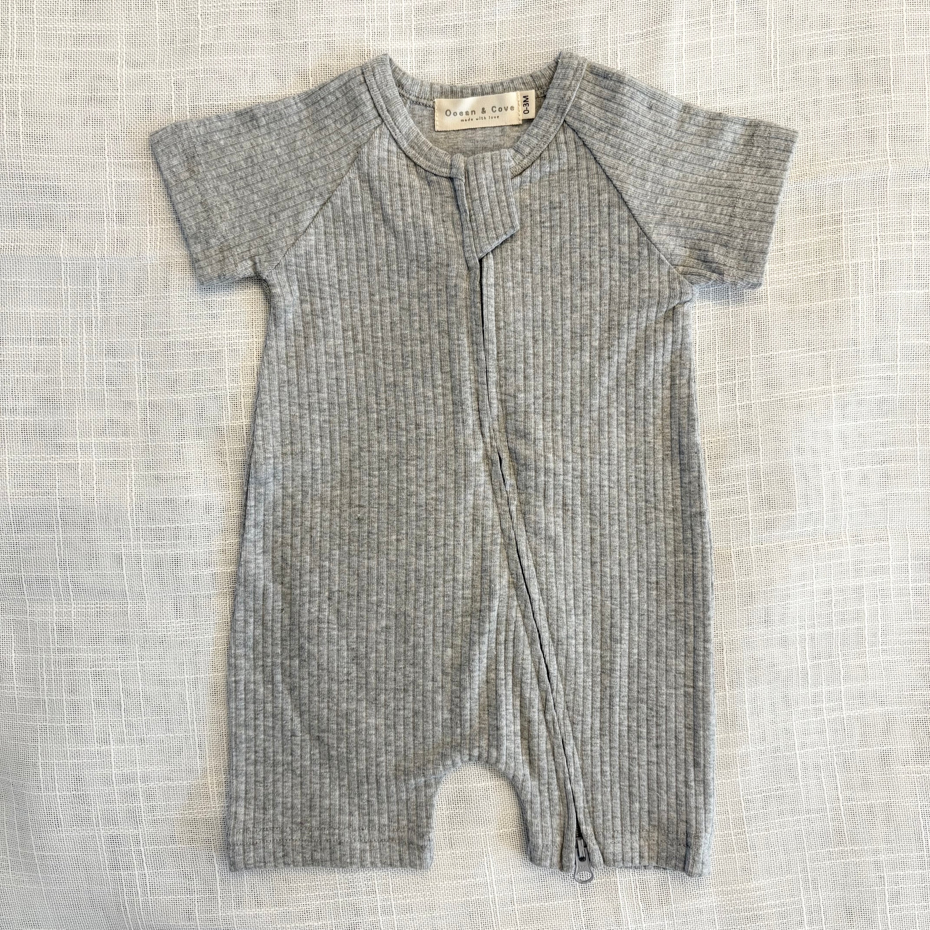 Organic Cotton Ribbed Zip Rompers