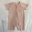 Organic Cotton Ribbed Zip Rompers