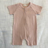 Organic Cotton Ribbed Zip Rompers