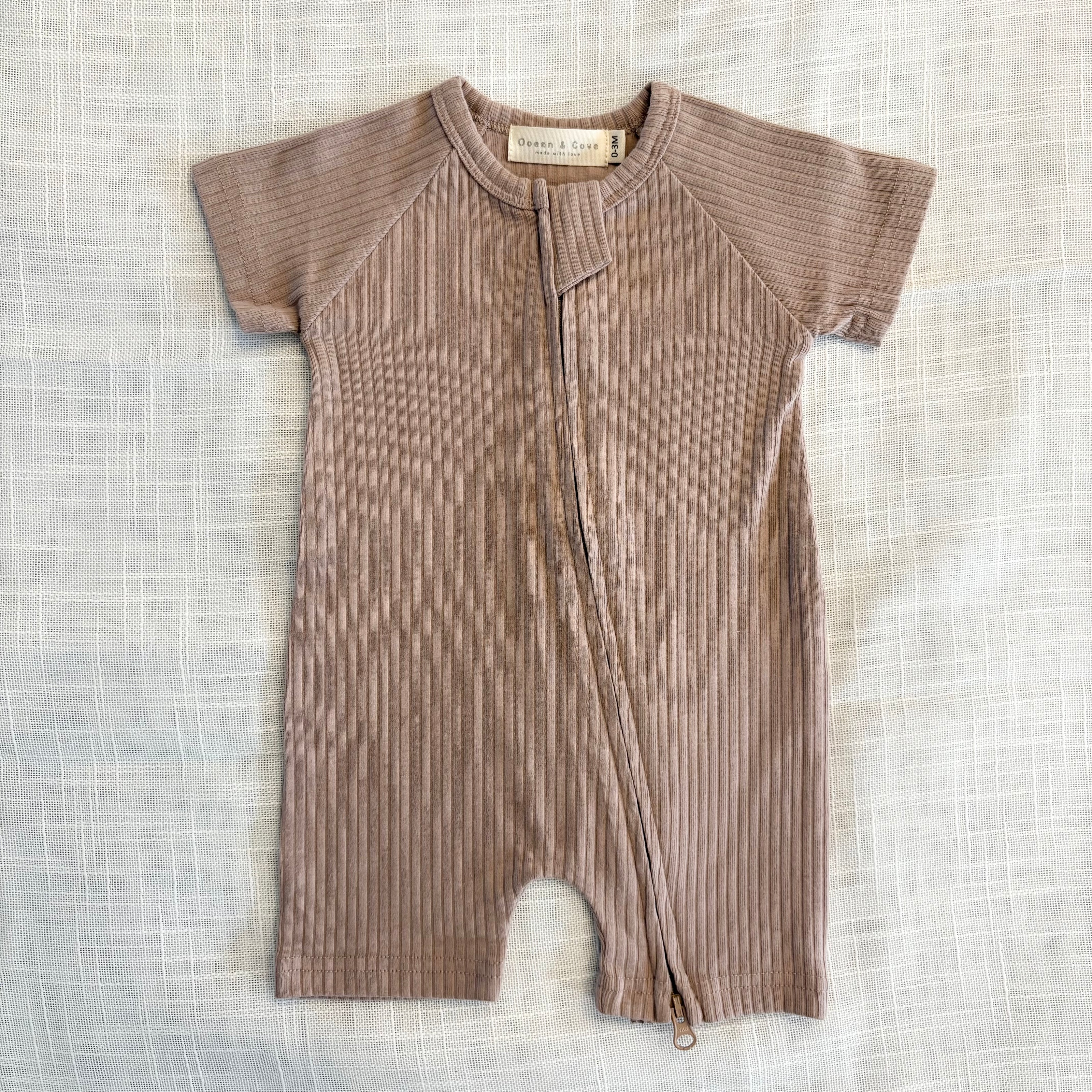 Organic Cotton Ribbed Zip Rompers