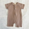 Organic Cotton Ribbed Zip Rompers
