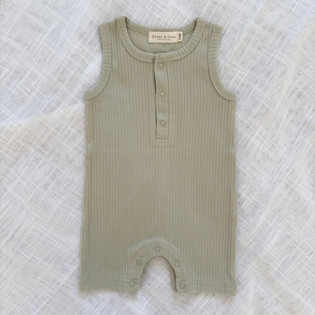 Organic Cotton Sleeveless Ribbed Rompers