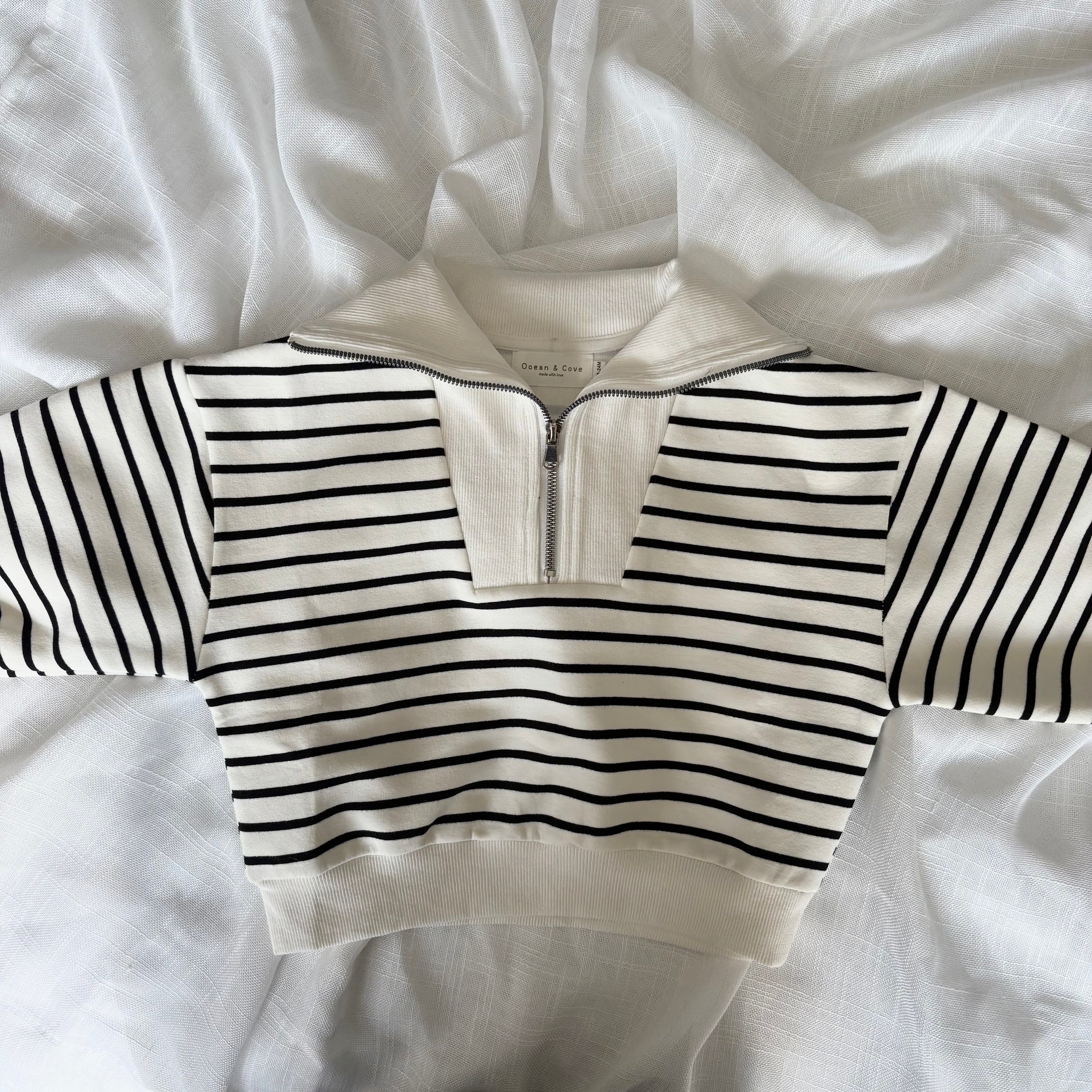 3/4 Zip Neck Striped Sweatshirt