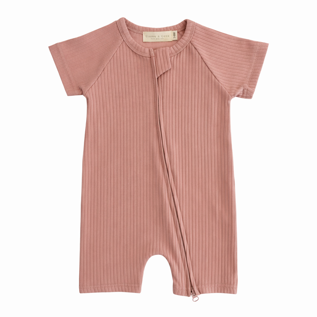 Sample Sale - Organic Cotton Ribbed Zip Rompers (various sizes)