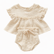 Organic Cotton Muslin Frilled Set Cream