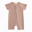 Organic Cotton Ribbed Zip Rompers