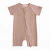 Organic Cotton Ribbed Zip Rompers