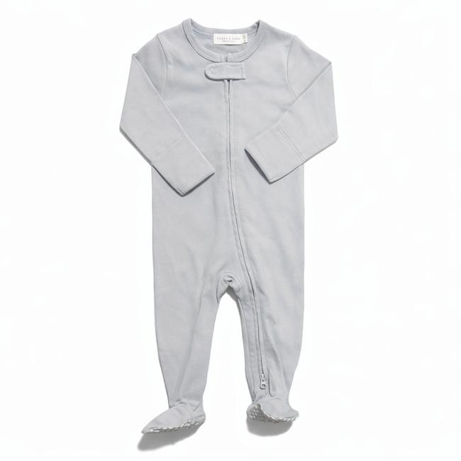Sample Sale - Grey Organic Cotton Zip Sleepsuit 6-12 months