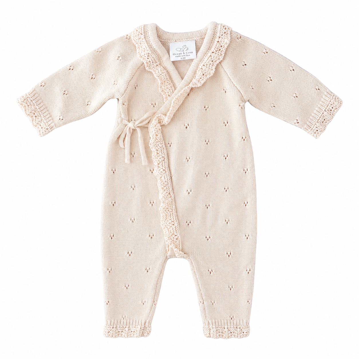 Sample Sale -  Kimono Wrap Pointelle Romper (0-3 months)