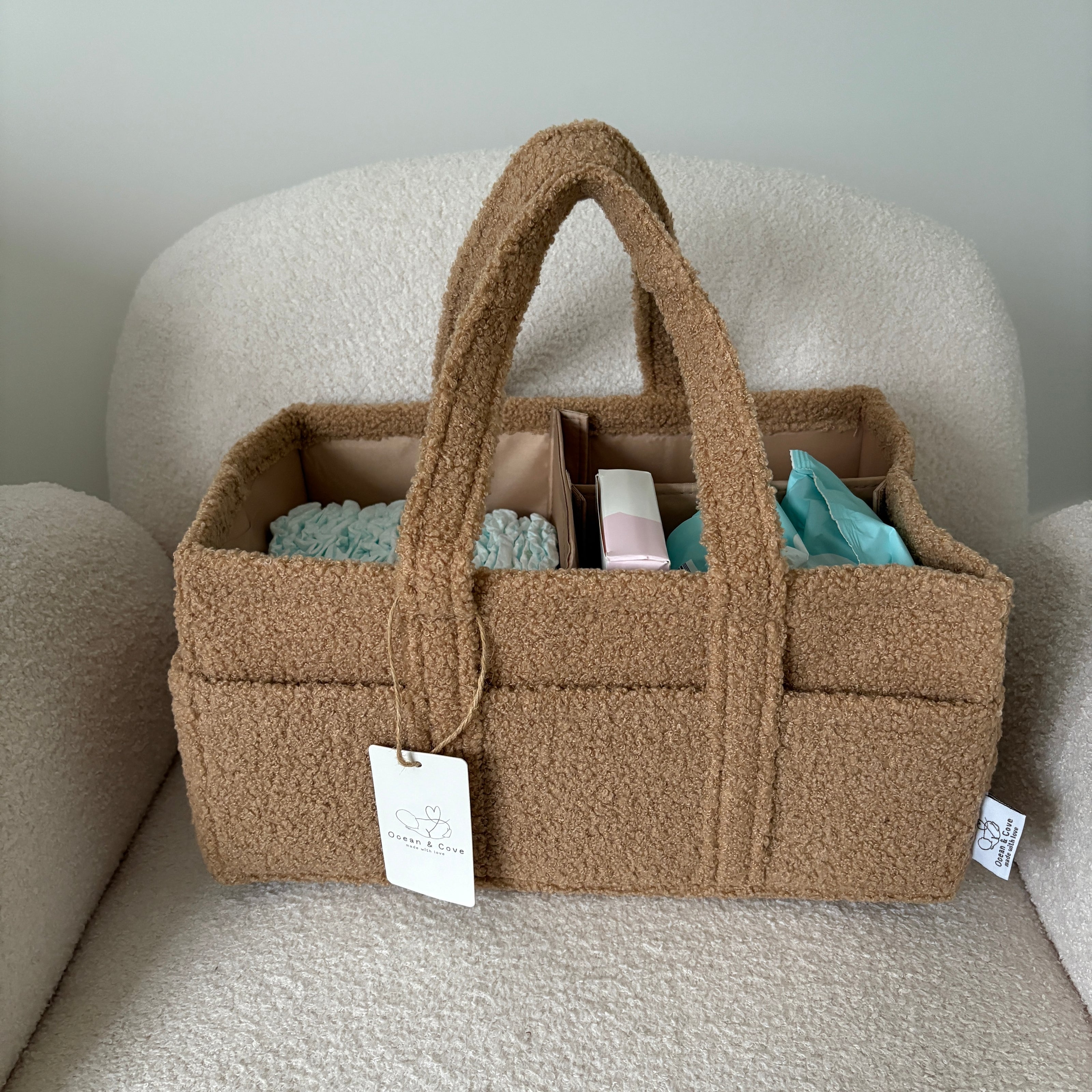 Baby Nappy Caddy Organiser Teddy Fabric