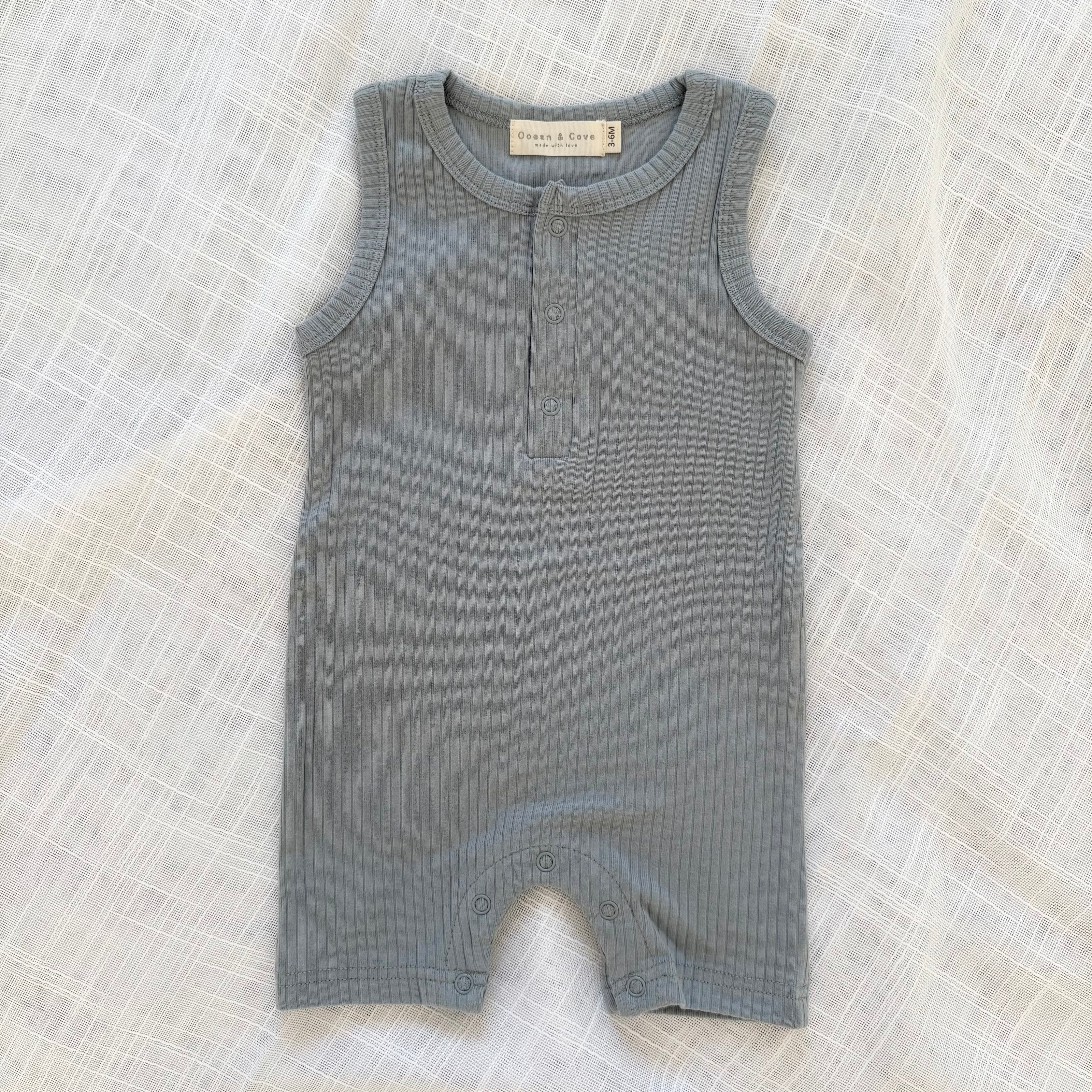 Organic Cotton Sleeveless Ribbed Rompers
