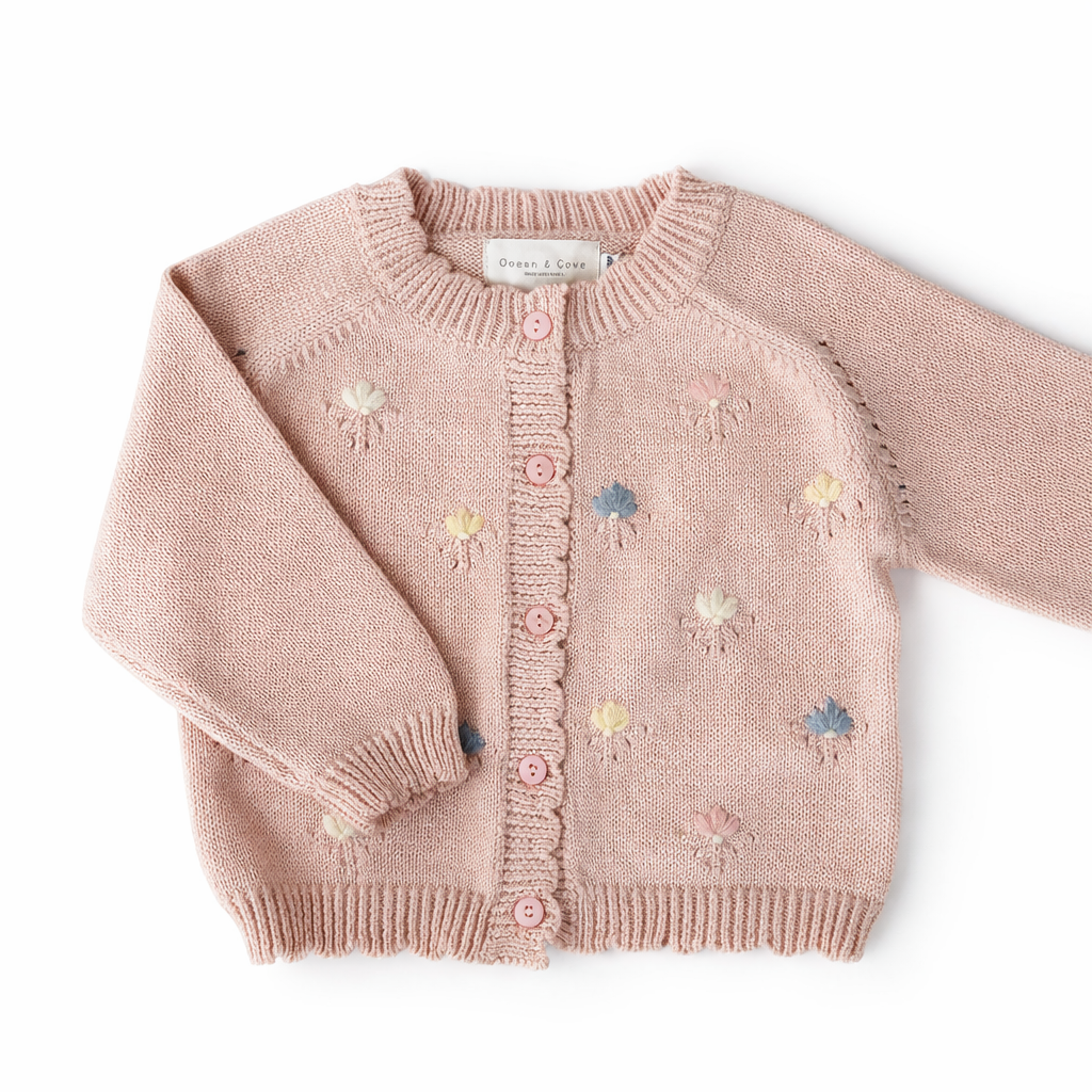 Baby Pink Embroidered Cardigan