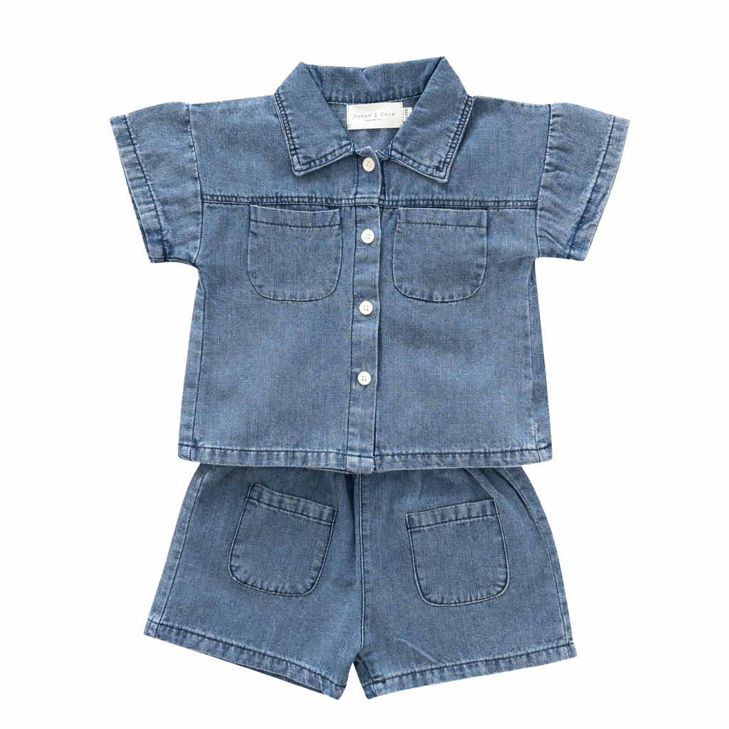 Denim Shirt and Shorts Set