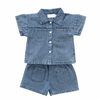 Denim Shirt and Shorts Set