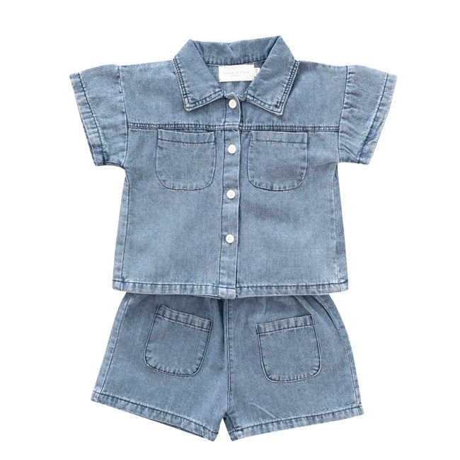 Denim Shirt and Shorts Set