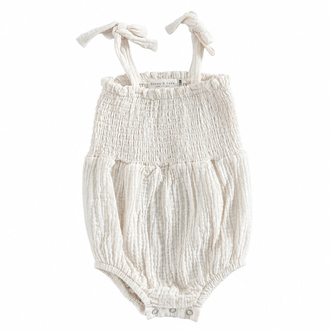 Organic Cotton Tie Strap Muslin Romper