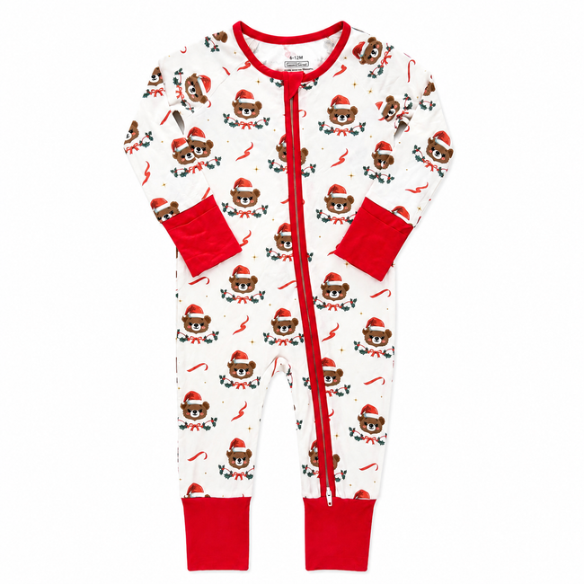 Sample - Christmas Teddy Sleepsuit 6-12 months