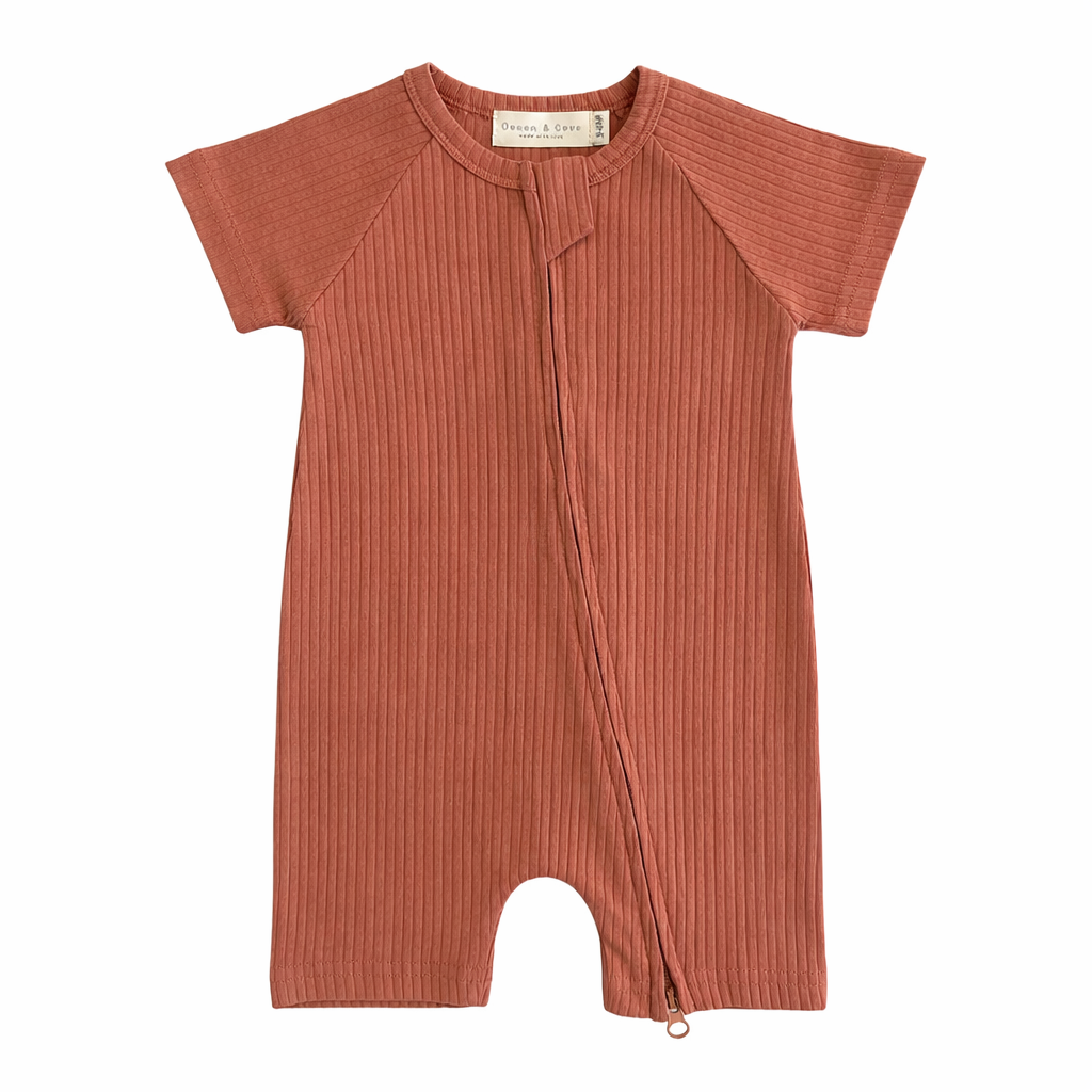 Sample Sale - Organic Cotton Ribbed Zip Rompers (various sizes)