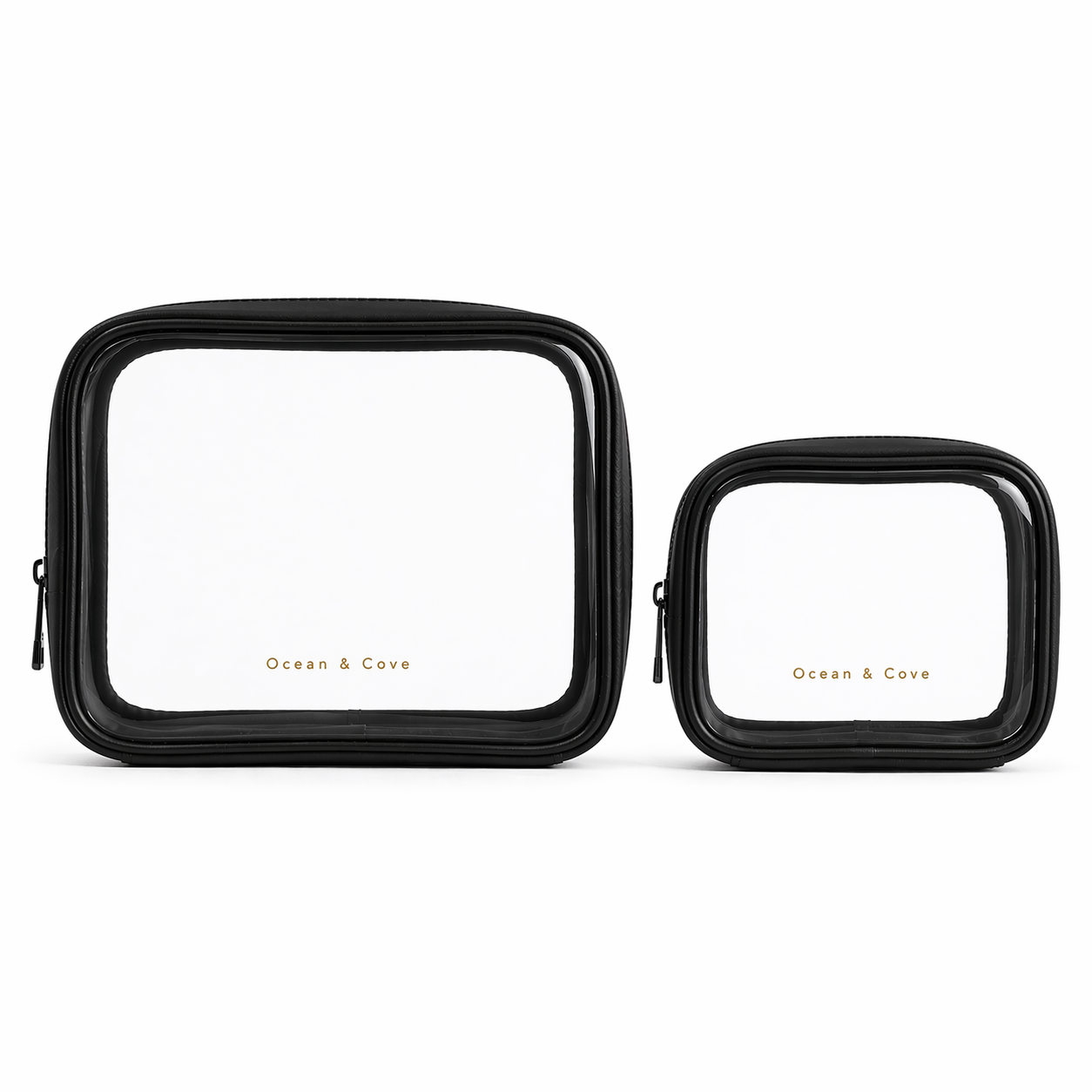 Pebbled Vegan Leather Trim Clear Pouches (2 pack)