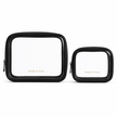 Pebbled Vegan Leather Trim Clear Pouches (2 pack)