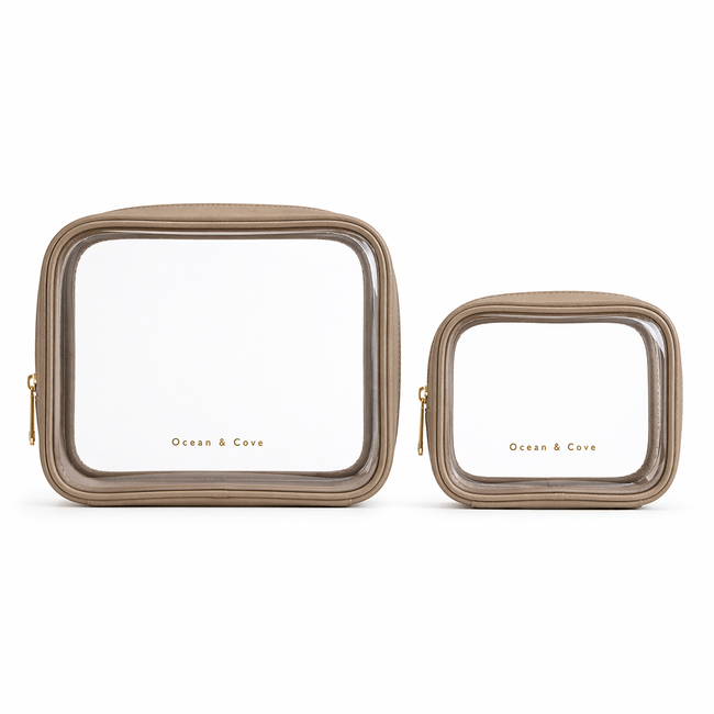 Vegan Leather Trim Clear Pouches (2 pack)