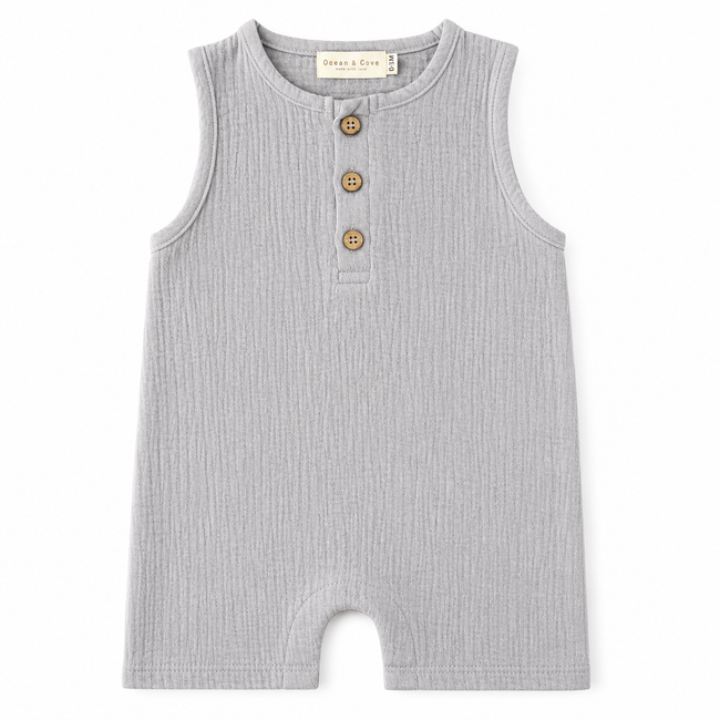 Sample Sale - Grey Muslin Romper (6-12 months)